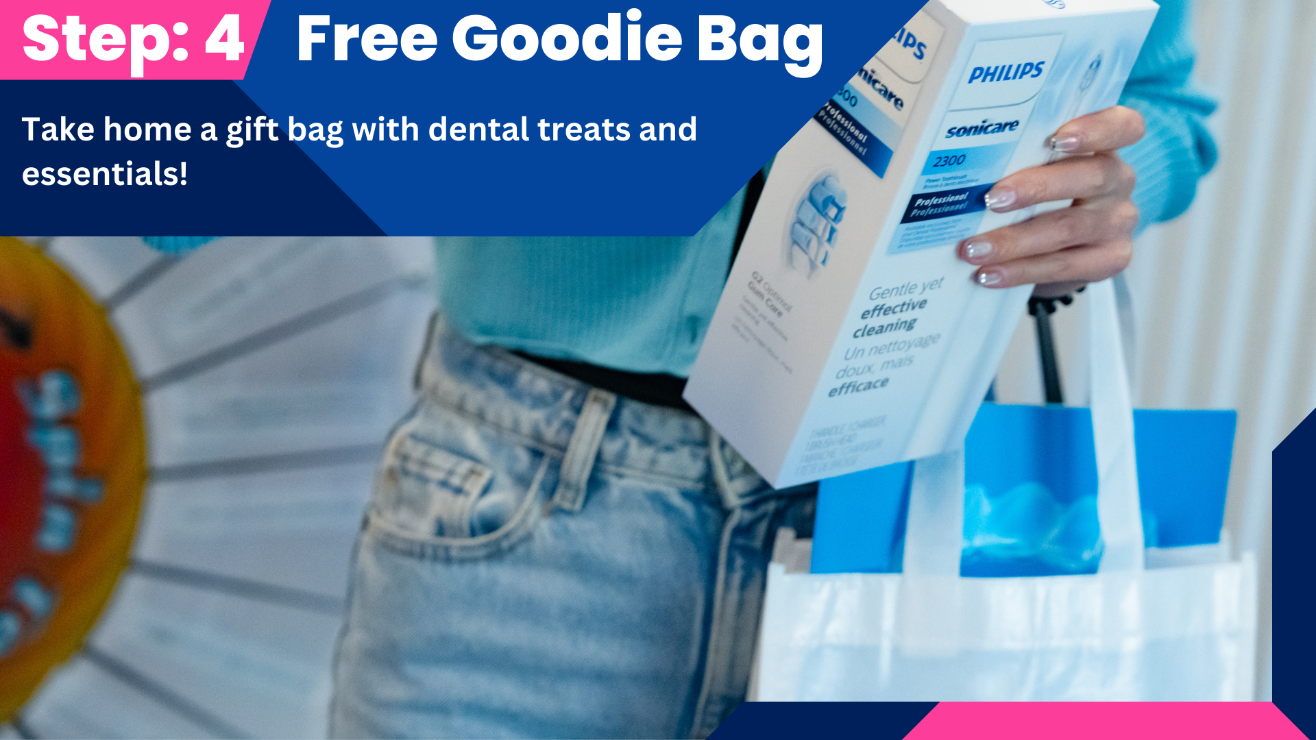 Free dental goodie bag with oral care items